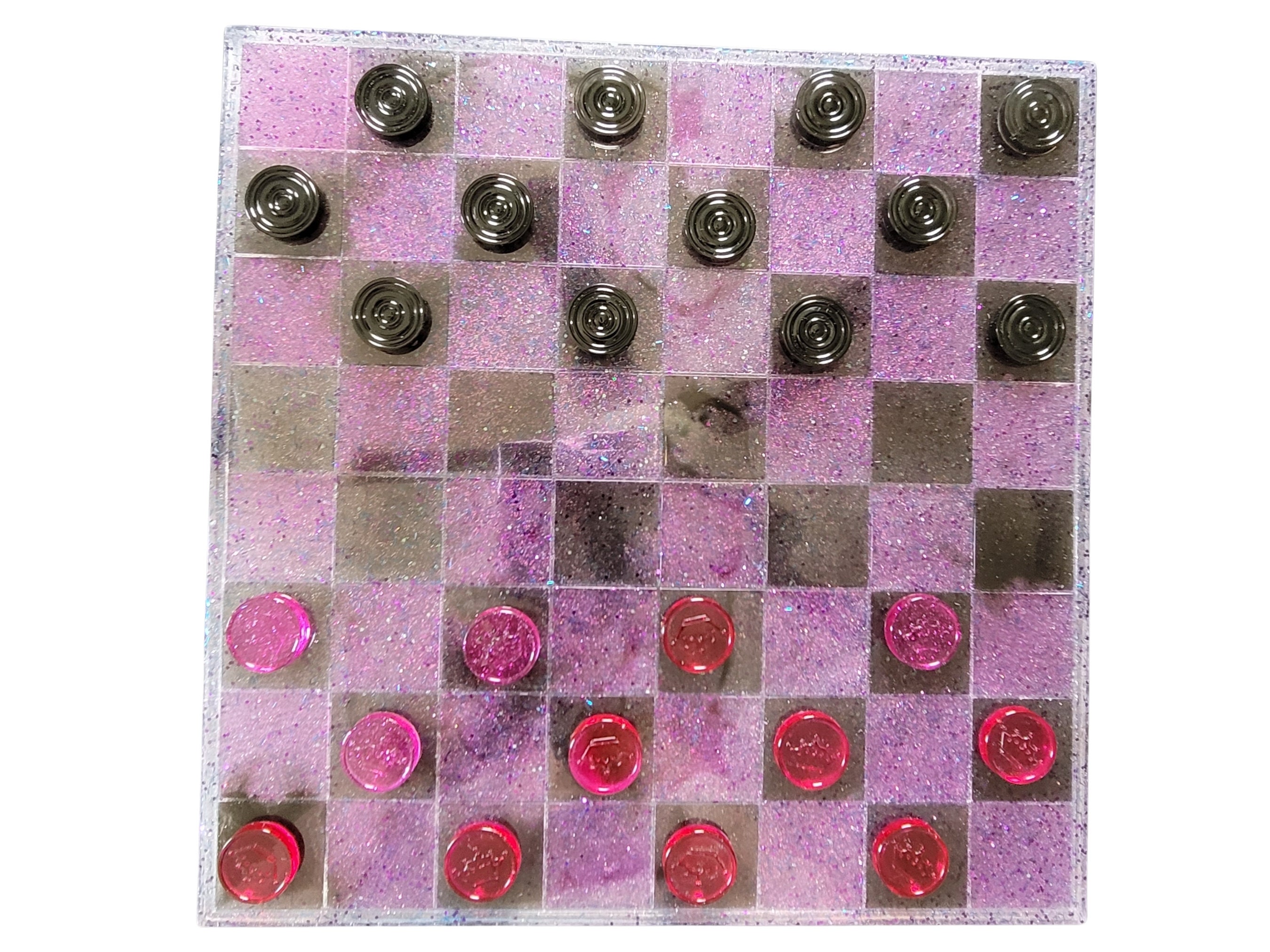 Checkerboard Game Purple and Black Checkerboard set Ready Etsy