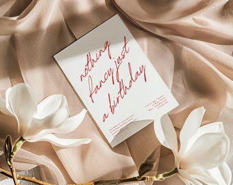 Modello di invito di compleanno minimalista, festa per introversi (fai da te modificabile)