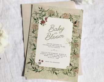 Vintage Wildflower Baby Shower Invitation, Floral Garden Party (Digital Download)