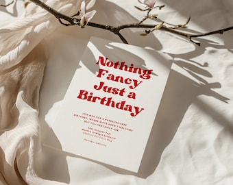 Modello di invito di compleanno minimalista, invito semplice per festa (download digitale)