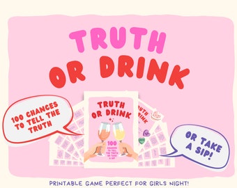 Ultimate Truth or Dare Drinking Game, Truth or Drink Printable Game, Instant Download | Girls Night Game, Bachelorette Games, Galentines Day