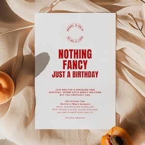 Nothing Fancy Just A Birthday Invitation Template, Funny Birthday Invite, Budget Birthday Party Invitation, Introvert Birthday Party