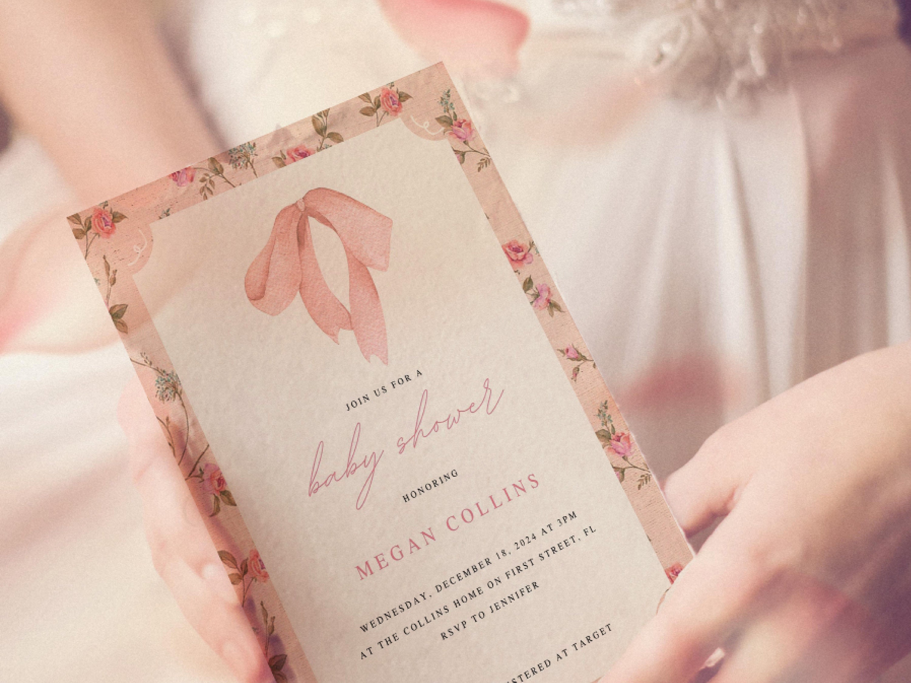 Coquette 2024 Baby Shower Invitation Template INSTANT Download Editable Coquette 2024 Baby Shower Invitation Template INSTANT Download Editable