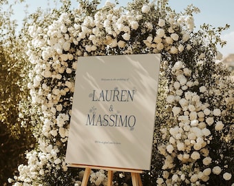 Cartello floreale illustrato personalizzato per matrimonio, cartello di benvenuto personalizzato per fidanzamento, cartello floreale moderno personalizzato per matrimonio