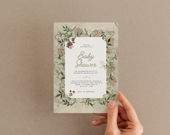 Vintage Floral Invitation Template, Garden Party, Cottagecore (Digital Download)