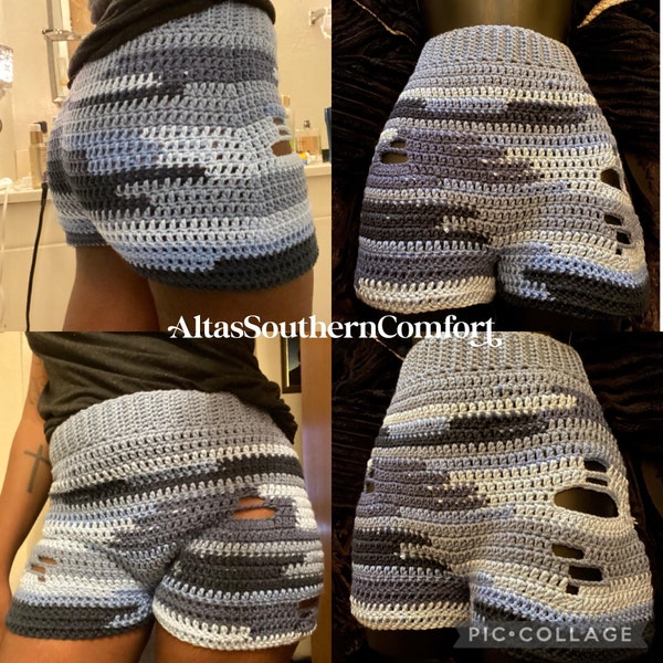 Faux Ripped Jean Shorts Crochet PATTERN