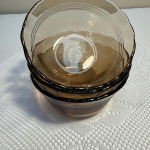 Vintage Pyrex eldstadsbärnstensfärgade glas vaniljsåskoppar Ramekins #463 - Set om 3 | Gratängkantade skålar 6oz / 175ml | Nyskick
