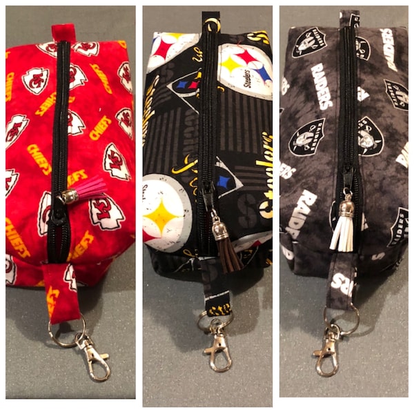 NFL Teams Travel bag; Cosmetic Boxy pouch bag;  Pen and Pencil Case, Cute Accessory bag.