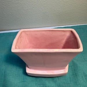 Vintage McCoy Pink Ceramic Planter - Mid Century Modern Rectangular Footed Pot - Pastel Pink MCM Home Decor, Marked McCoy USA- SOLD As Is