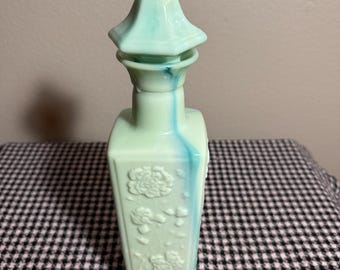Caraffa vintage Jim Beam del 1972 in vetro verde giada con tappo a pagoda