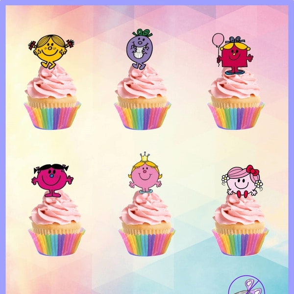 Little Miss essbare Stand up Cupcake Toppers - 24 in einer Packung