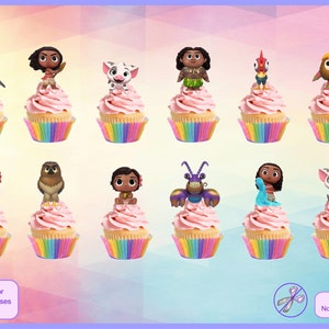 Moana essbare Cupcake Toppers - Stand Up Cake Dekorationen für Partys (24er Set)
