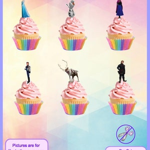 Frozen edible Stand up Cupcake toppers - 24 in a pack