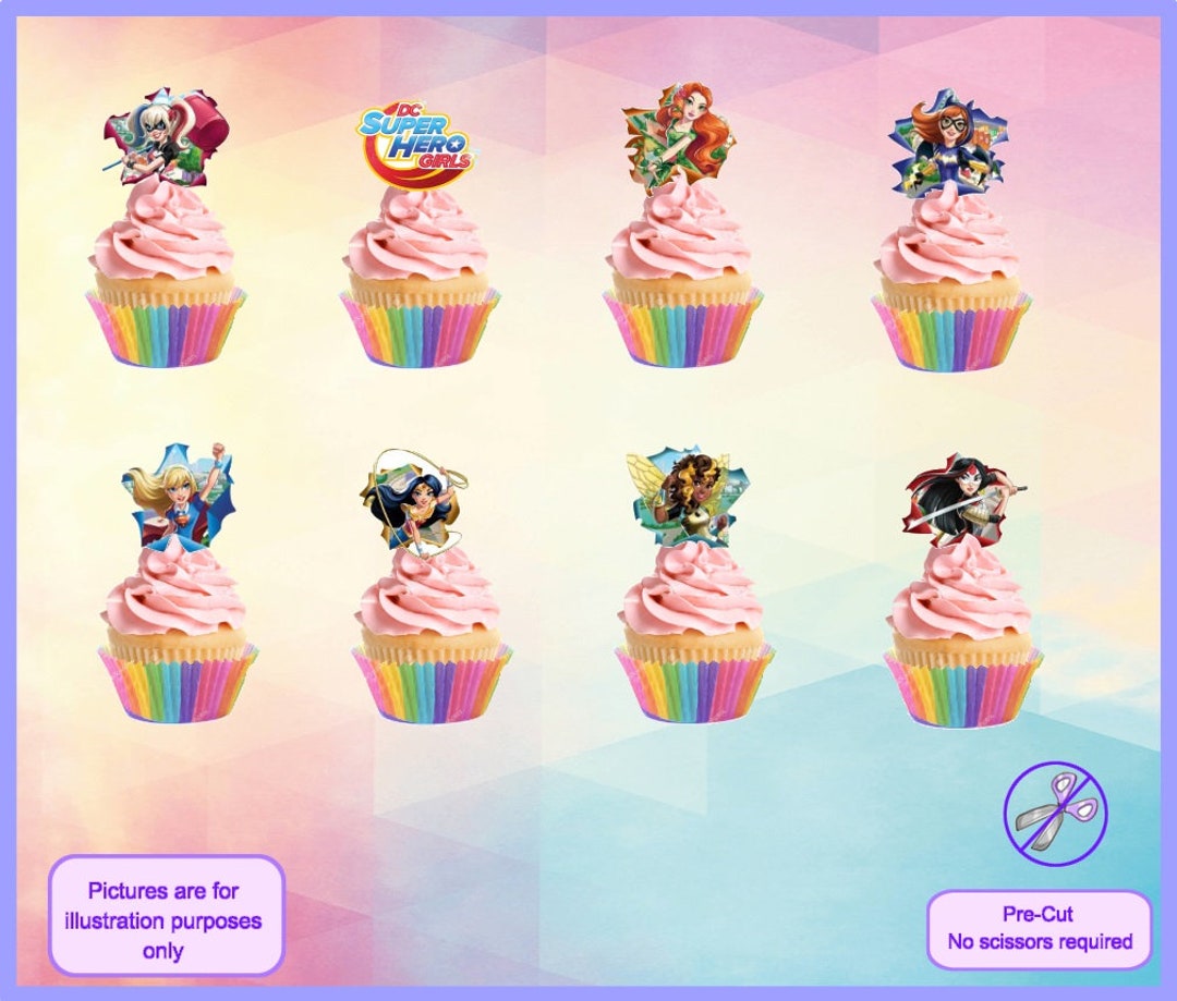 DC Superhero Girls Edible Stand up Cupcake Toppers - 24 in a Pack - Etsy