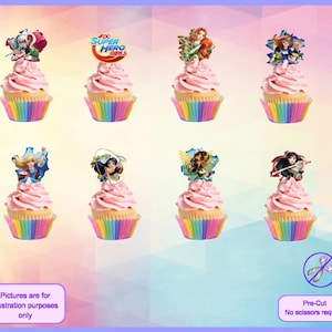 24 Toppers Pour Cupcakes - Wonder Woman, Supergirl, Batgirl - Fête Enfants DC