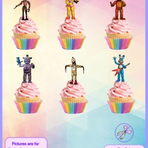 Five nights edible at Freddy&#39;s Stand up Cupcake toppers - 24 in a pack