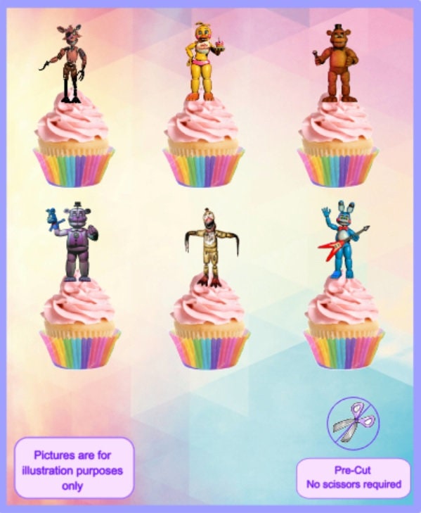 Five Nights at Freddy's Edible Wafer Cup Cake Toppers Standing or