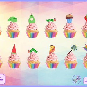 Hungry Caterpillar edible Stand up Cupcake toppers - 24 in a pack