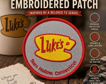Luke’s Diner Inspired Embroidered Patch | 3 Inch Iron-On/Sew-On Patch | Gilmore Girls Inspired Gift | Coffee Lover Patch