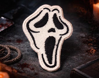 Scream Iron-On / Sew-On Patch | Ghost Face Horror Patch | Scream Inspired Embroidered Patch