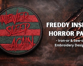 Freddy Krueger Inspired Patch | Horror Movie Patch | Nightmare on Elm Street Style | Iron-On / Sew-On Embroidered Patch