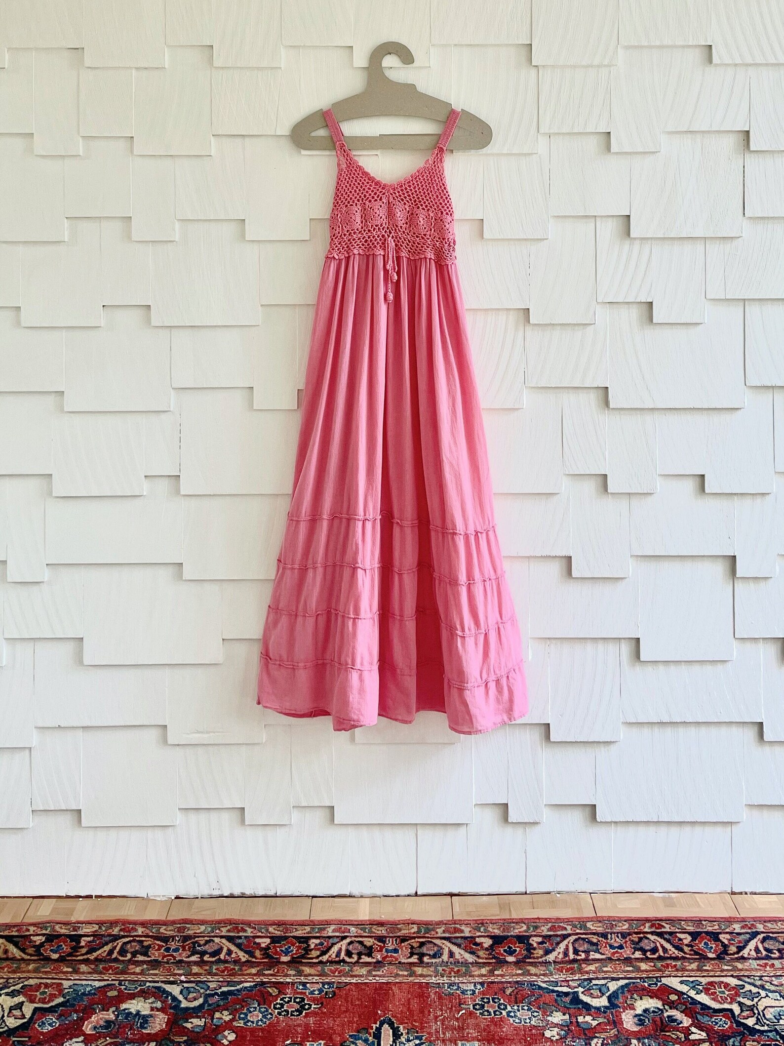 Pink Crochet Maxi Dress