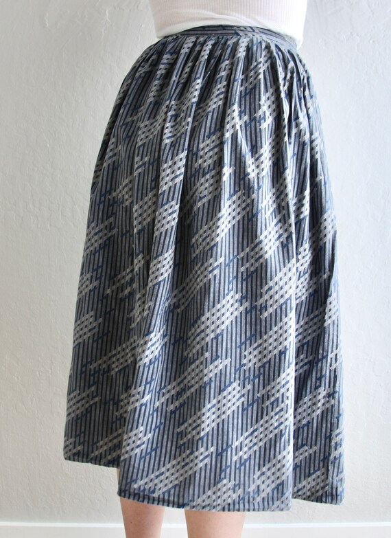 Vintage Kenar Cotton Midi Skirt with Pockets - image 2