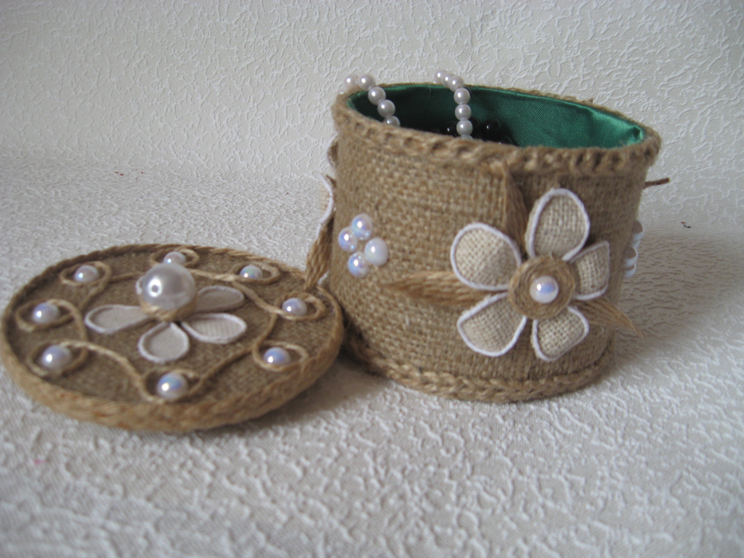 Filigree jewelry box Jute decor Jute rope Rustic home decor Etsy