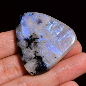 Blue Fire Rainbow Moonstone Slice: 109 Ct Gemstone