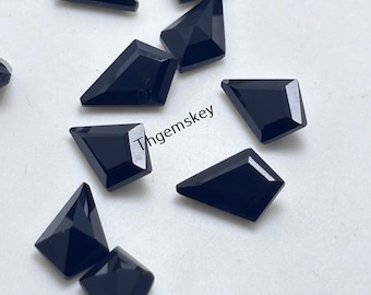 Natural Black Onyx Kite Cut Faceted Gemstone, AAA Quality Loose Stone, 6x9mm–15x20mm