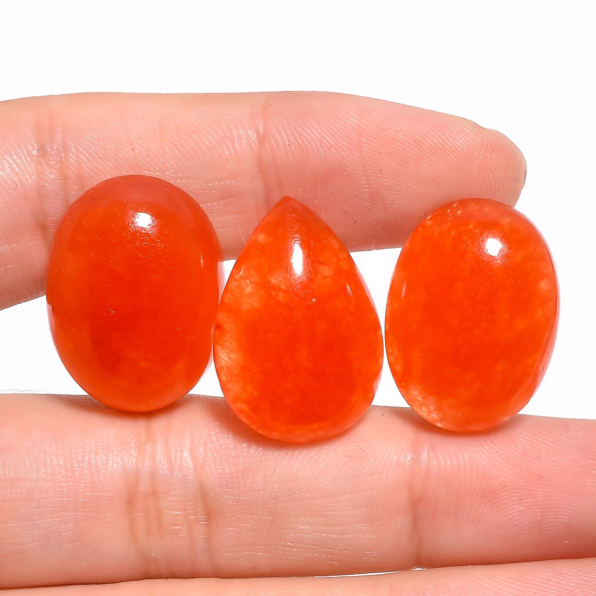 69 Ct Orange Jade Cabochon Mix Shape Jade Loose Gemstone Etsy