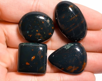 Natural Bloodstone Cabochon Mix Shape Lot Bloodstone Best Quality Loose Gemstone Making For Jewelry 4 Pcs 111 Ct 19X18-26X17 MM
