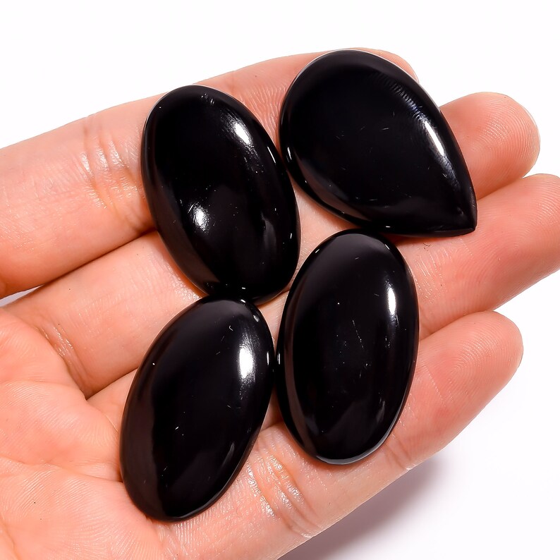 114 Ct Black Onyx Gemstone Mix Shape 4 Pcs Lot Natural Black Onyx Loose Gemstone 32X20-33X22 mm