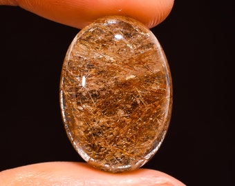 Cabochon de quartz rutile en cuivre naturel, forme ovale, pierre précieuse de rutile en cuivre, qualité AAA, 22 Ct, 23 x 16 x 7 mm