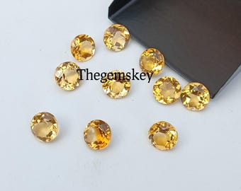 6 mm 5 stycken gul citrin rund cabochon ädelsten, naturliga citrinstenar, grossistleverantör