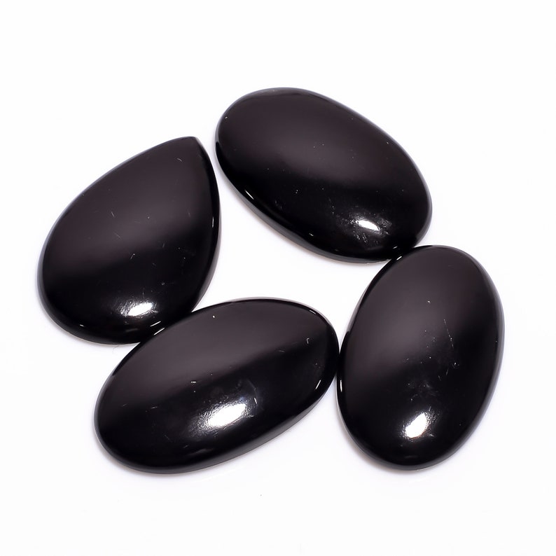 114 Ct Black Onyx Gemstone Mix Shape 4 Pcs Lot Natural Black Onyx Loose Gemstone 32X20-33X22 mm