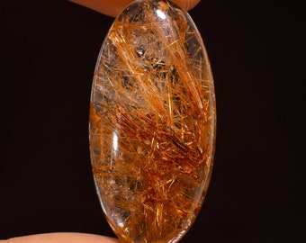 25 ct natürlicher Kupfer-Rutilquarz-Cabochon, ovale Form, Kupfer-Rutil-Edelstein, 31 x 15 x 6 mm