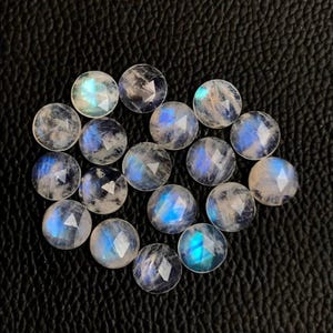 Rainbow Moonstone Gemstone: Rose Cut Blue Flash, 5-15mm