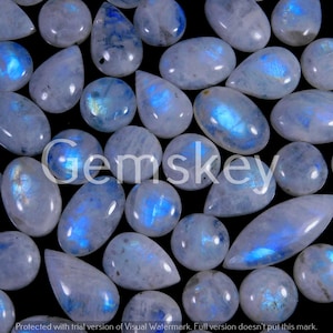 Rainbow Moonstone Cabochon Lot: Natural Blue Fire Gemstone Mix