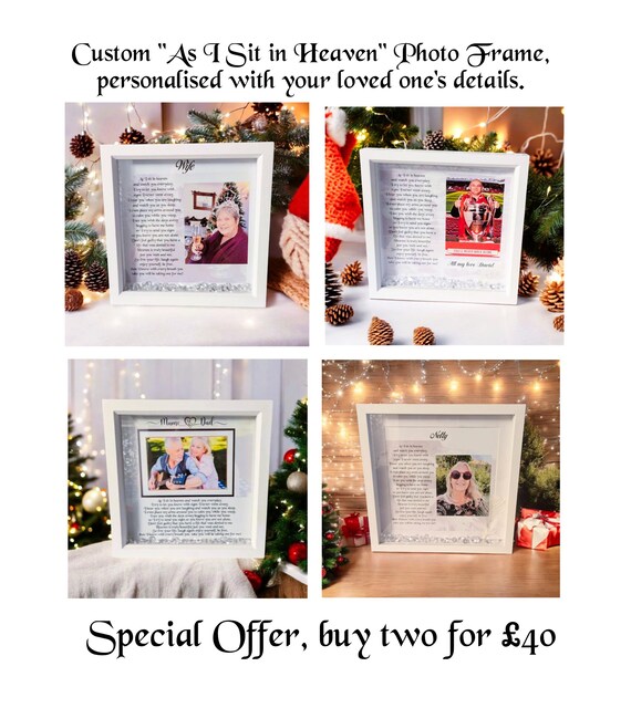 As I Sit in Heaven Memorial Remembrance Photo gift | Personalised Memorial Photo Gift Bereavement Gift Funeral Gift Keepsake Christmas Gift