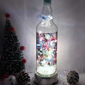 Alice in Wonderland Light Up Wine Bottle and Wine Glass Gift Set Alice's Tea Party Bottle Lamp with Alice Wine Glass Alice in Wonderland Fan