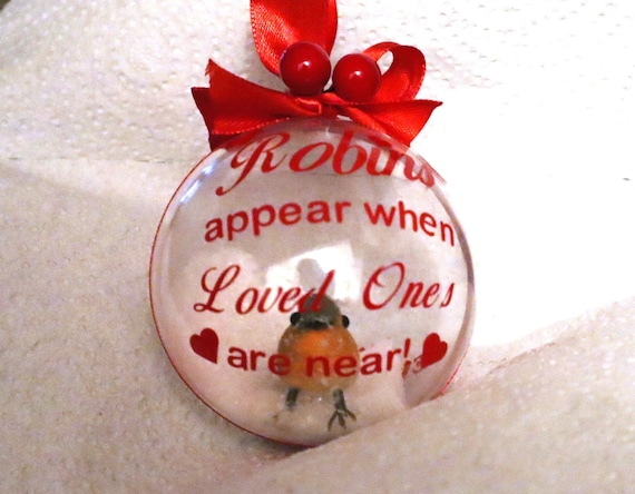 Robin's Appear When Loved Ones Are Near Bauble, Miss You Bauble, Remembrance Bauble, Christmas Tree Ornament In Loving Memory Robin Gift