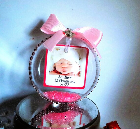 Personalised Baby's 1st Christmas Photo Bauble, New Baby, Angel Baby Bauble, New Baby's 1st Christmas Bauble , Baby Scan Photo Bauble