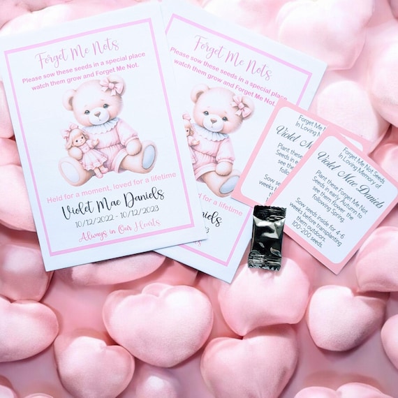 Custom Loss of a Child Funeral Favours Forget Me Not Seeds Teddy Bear Celebration of Life Robin Funeral Gift Condolence Gift Born Sleeping