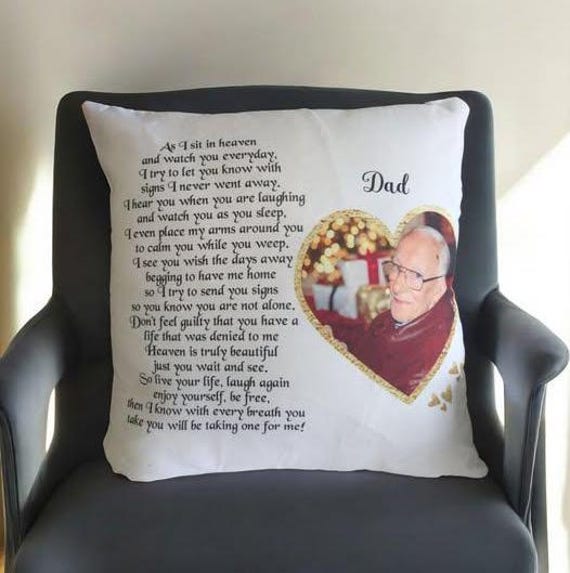 Personalised Memorial Cushion, Memory Cushion, Sympathy gift, Remembrance Pillow Memorial Gift Cushion, As I Sit In Heaven Memorial Gift