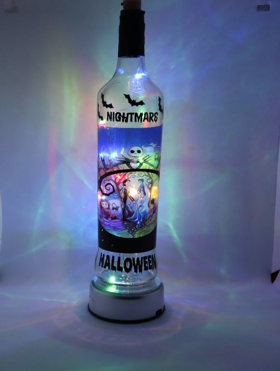 LED Light Up Wine Bottle Halloween Nightmare Before Christmas Wine Bottle Lamp Scary Bottle  LED Lamp
