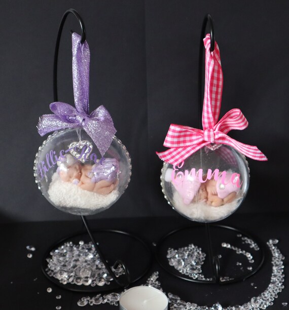 Handmade Ooak Angel Feathers Memorial Bauble Baby Loss Miscarriage Remembrance/Infant Loss, Born Sleeping Angel Baby Polymer Clay