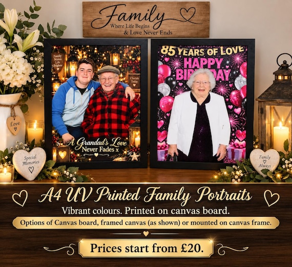 Custom Memorial Painting Gift, Memorial Painting Family Portrait Photo Memorial Portrait Canvas, UV Printed Textured Canvas Family Gift Idea