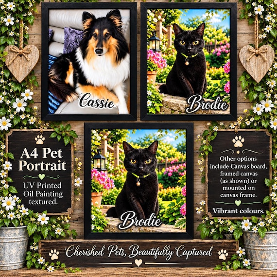 Custom Pet Portrait, UV Oil Painting Painting on Canvas Print, Personalised Pet Painting, Dog Memorial Gift, Cat Memorial Gift, Dog Painting
