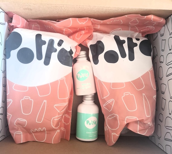 Get Pott'd Home Clay Air Drying Pottery Kits with Acrylic Paints